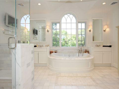 White on White Marble bathroom